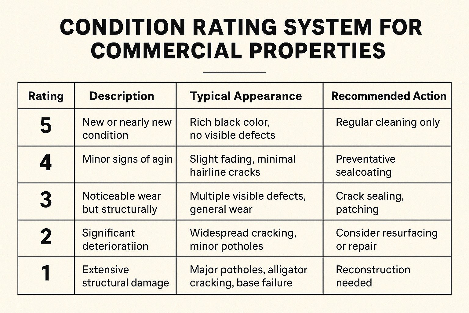 Asphalt Condition Rating System for Commercial Parking Lots
