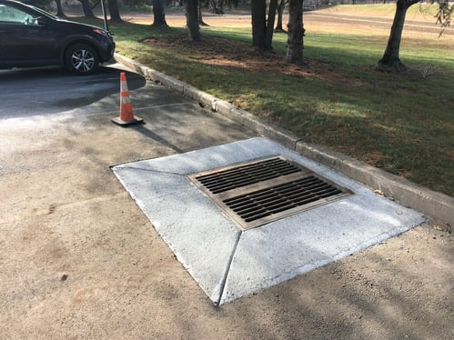 <img src="after-catch-basin-repair.jpg"  alt="Reconstructed catch basin with reinforced concrete and seamless asphalt tie-in at commercial parking lot in New Jersey"  title="After: Proper drainage reconstruction and long-lasting repair – FixAsphalt.com" />