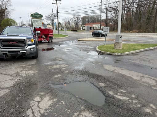 Pothole in a commercial parking lot in Middletown NJ