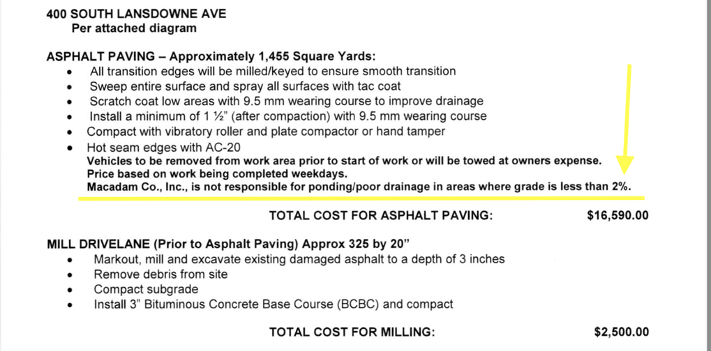 Sample Parking Lot Paving Quote